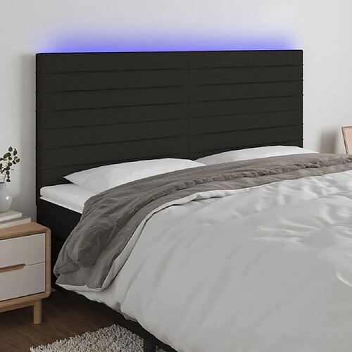 Maison Chic Tête de lit scandinave à LED,meuble de chambre Noir 180x5x118/128 cm Tissu -MN40576