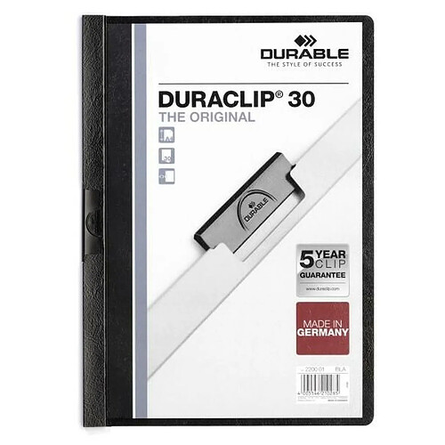 Dossier de Portefeuilles Durable DURACLIP 30 A4 Noir A4 25 Pièces