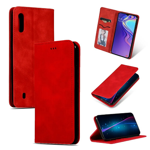 Wewoo Housse Coque Étui en cuir avec rabat horizontal magnétique Business Skin Feel rétro pour Samsung Galaxy A10 rouge