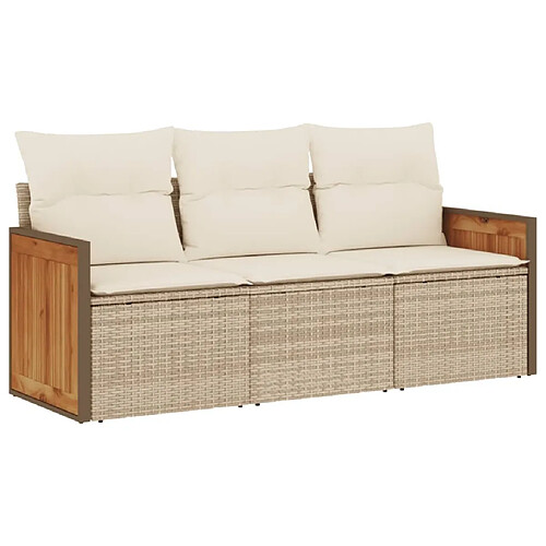 Maison Chic Salon de jardin avec coussins 3 pcs | Ensemble de Table et chaises | Mobilier d'Extérieur beige résine tressée -GKD14667