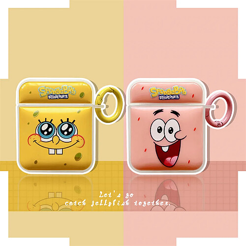 GUPBOO Airpods Coque Housse Étui Protecteur Compatible pour AirPods1/2-SpongeBob SquarePants envoie de grandes stars mignonnes