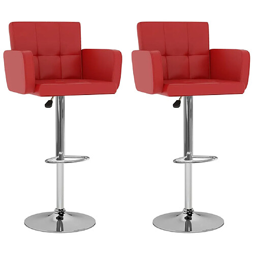 vidaXL Tabourets de bar lot de 2 rouge similicuir