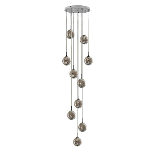 NETTLIFE Suspension verre gris Diam.41 cm G9 lustre 10 lampes en couleur lampe de salon lampe de chambre lampe de table à manger lampe de couloir