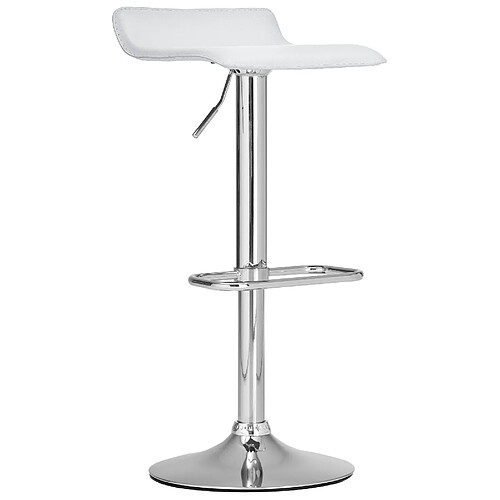 Decoshop26 Tabouret de bar x1 avec repose-pieds siège pivotant à 360° design simple PVC blanc et métal chromé 10_0004798