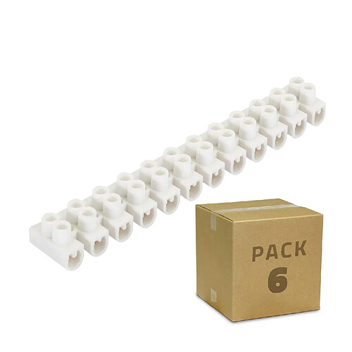 Ledkia Pack 6 Dominos de Connexion Électrique 12 Plots Blanc 10 mm