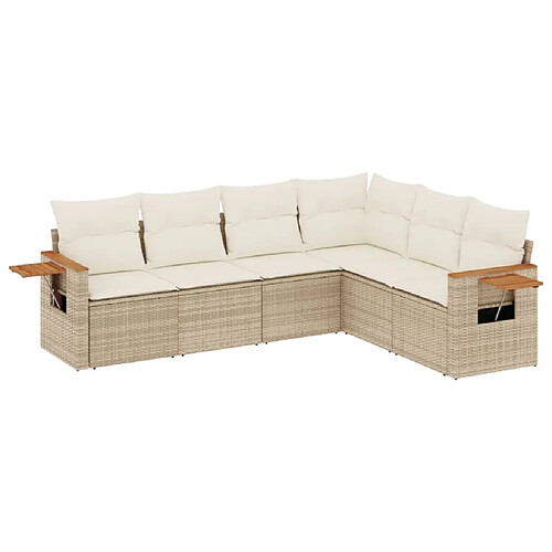 Maison Chic Salon de jardin avec coussins 6 pcs | Ensemble de Table et chaises | Mobilier d'Extérieur beige résine tressée -GKD80087