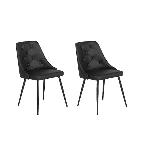 Beliani Set de 2 Cuir PU Chaise de salle à manger Noir VALERIE