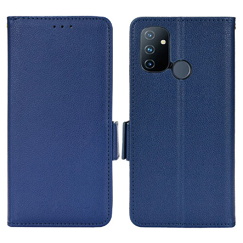 Etui en PU texture litchi avec support, bleu foncé pour votre OnePlus Nord N100