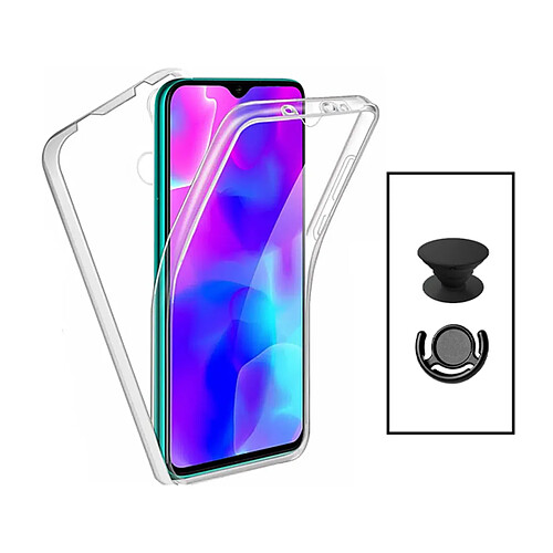 PHONECARE Kit Coque 3x1 360° Impact Protection + 1 GripHolder + 1 Support GripHolder Noir pour Xiaomi Redmi A1+ Plus - Transparent / Noir