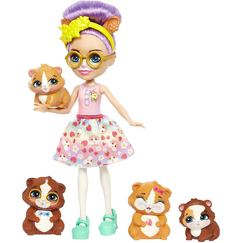 Mattel Coffret Famille Enchantimals Poupée Gerika l'Écureuil et 4 Figurines d'Animaux Multicolore