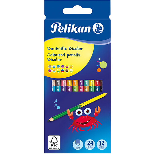 Pelikan Crayons de couleur Bicolor, rond, étui en carton de ()