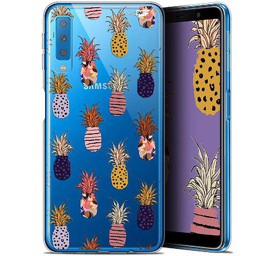 Caseink Coque arrière Samsung Galaxy A7 2018 (A750) (6 ) Gel HD [ Nouvelle Collection - Souple - Antichoc - Imprimé en France] Ananas Gold