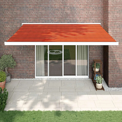 vidaXL Auvent rétractable orange et marron 4,5x3 m tissu et aluminium