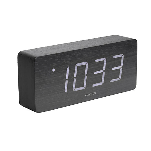 Karlsson Horloge réveil en bois Square - H. 9 cm - Noir