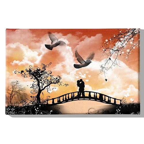 EPIKASA Impression sur Toile Pont des Amoureux, Orange, Polyester, 70x3x45 cm