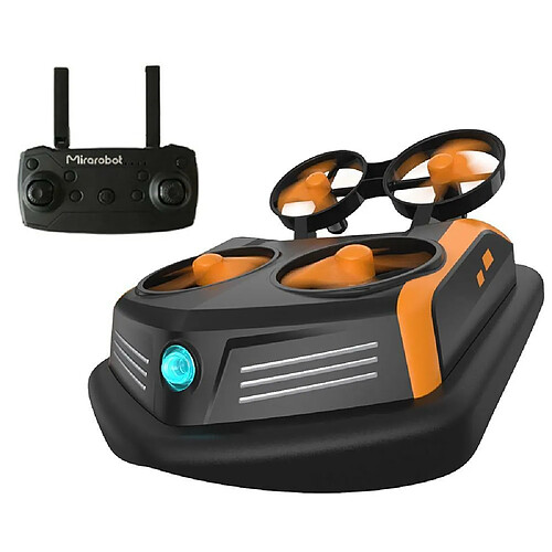 Justgreenbox 3-en-1 Mode Mer-Terre-Air Commutable Mini Drone Télécommande Bateaux Voiture, Orange