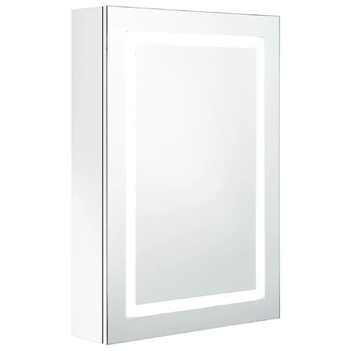 Maison Chic Armoire de salle de bain,Meuble de rangement,Meuble haut à miroir LED Blanc brillant 50x13x70cm -GKD965283