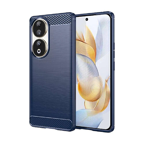 Htdmobiles Coque pour Huawei Honor 90 5G - housse etui silicone gel carbone + verre trempe - BLEU FONCE