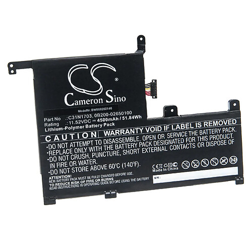 vhbw Batterie compatible avec Asus Zenbook Flip UX561U, Flip UX561UA, Flip UX561UN, UX561UA-1A laptop (4500mAh, 11.52V, Li-polymère)