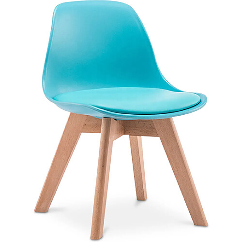 ICONIK INTERIOR Chaise d'enfant en bois et polypropylene rembourrée Bleu