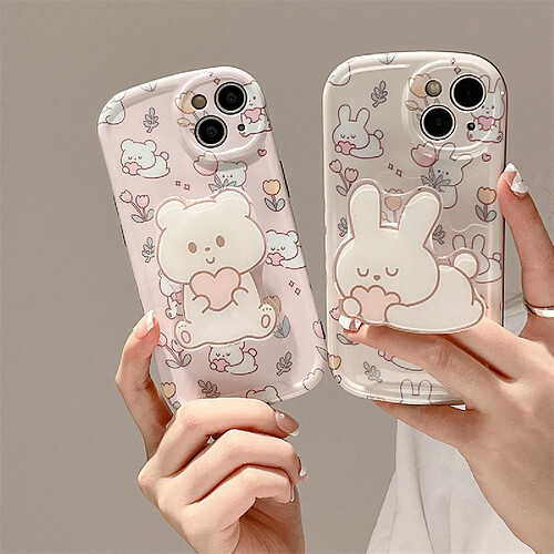 GUPBOO Étui pour iPhone11 Support de coque de téléphone petit lapin d'amour floral frais