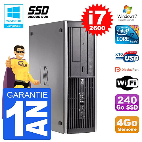 PC HP 6200 SFF Intel i7-2600 RAM 4Go SSD 240Go Graveur DVD Wifi W7 · Occasion