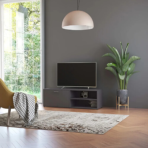 vidaXL Meuble TV Gris 120x34x37 cm Bois d’ingénierie