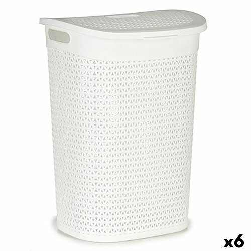 Kipit Panier à linge Blanc Plastique 60 L 43,5 x 57,5 x 34 cm (6 Unités)