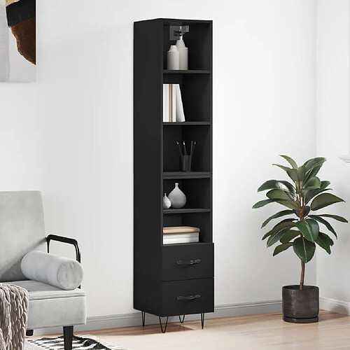 vidaXL Buffet haut Noir 34,5x34x180 cm Bois d'ingénierie