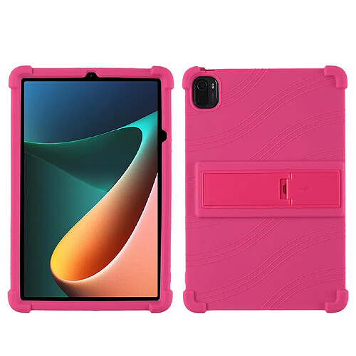 Coque en silicone quatre coins renforcés avec béquille rose pour votre Xiaomi Pad 5/Pad 5 Pro