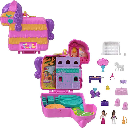 Mattel Polly Pocket - Coffret Piñata en folie avec 2 mini-figurines et 14 accessoires