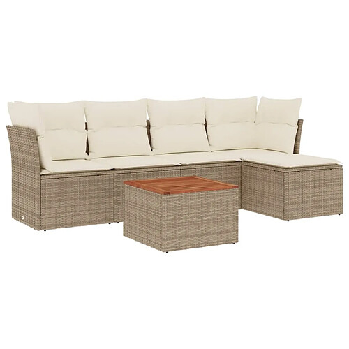 Maison Chic Salon de jardin avec coussins 6 pcs | Ensemble de Table et chaises | Mobilier d'Extérieur beige résine tressée -GKD83155