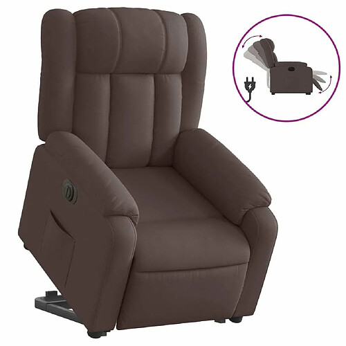 Maison Chic Fauteuil Relax pour salon, Fauteuil inclinable électrique marron foncé tissu -GKD85385