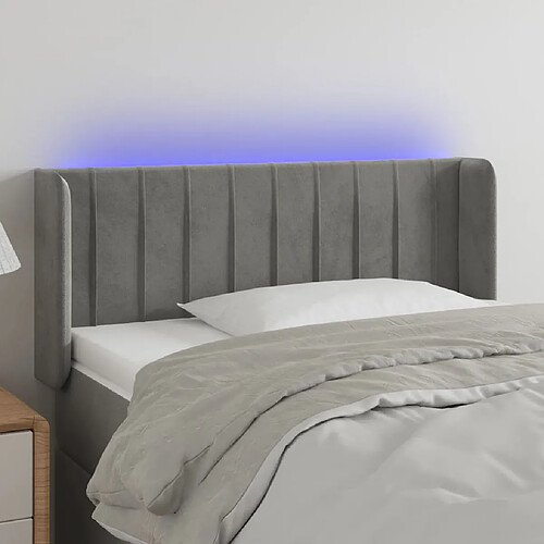 Maison Chic Tête de lit scandinave à LED,meuble de chambre Gris clair 103x16x78/88 cm Velours -MN84108