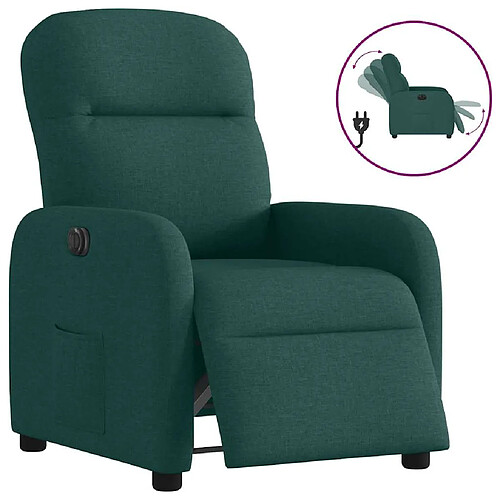 vidaXL Fauteuil inclinable électrique Vert foncé Tissu