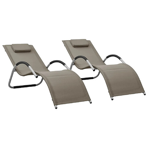 vidaXL Chaises longues textilène lot de 2 taupe et gris