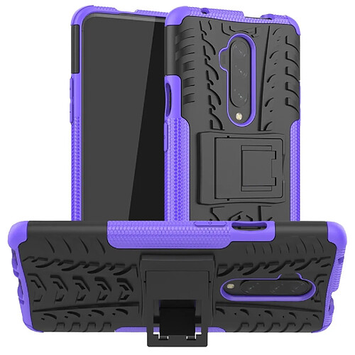 Wewoo Coque Pour OnePlus 7T Pro Texture de pneu TPU antichoc + PC Housse de protection avec support Violet