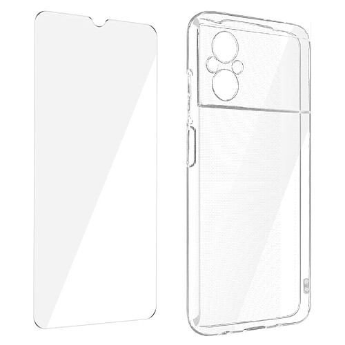 Avizar Coque pour Xiaomi Poco M5 Silicone Gel et Film Verre Trempé 9H transparent