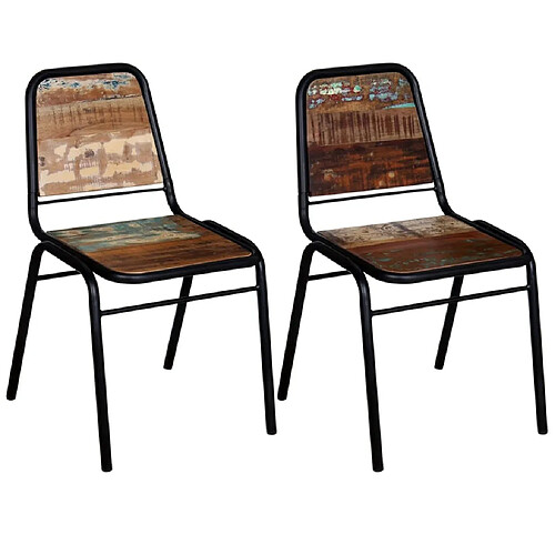 Maison Chic Lot de 2 Chaises à manger,Chaise pour cuisine,Solide Structure bois de récupération solide -MN80137