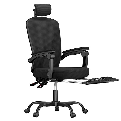 BIGZZIA Chaise de Bureau - Rattantree Ergonomique Fauteuil - avec Accoudoirs / Appui-tête / Repose-pieds - Soutien Lombaire Règalable