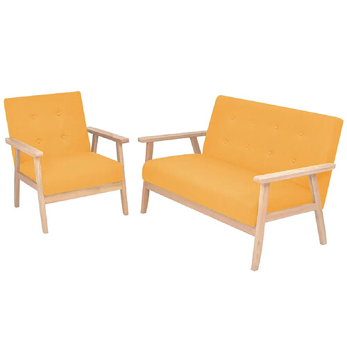 vidaXL Ensemble de canapé 2 pcs Tissu jaune