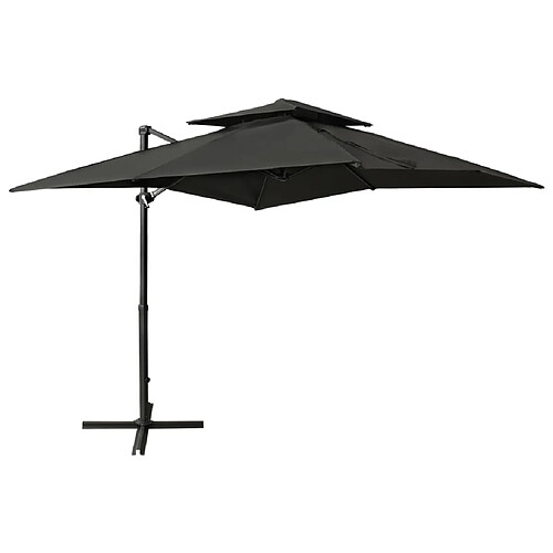 ComfortXL Parasol Déporté à Double Toit 250x250 Cm Anthracite