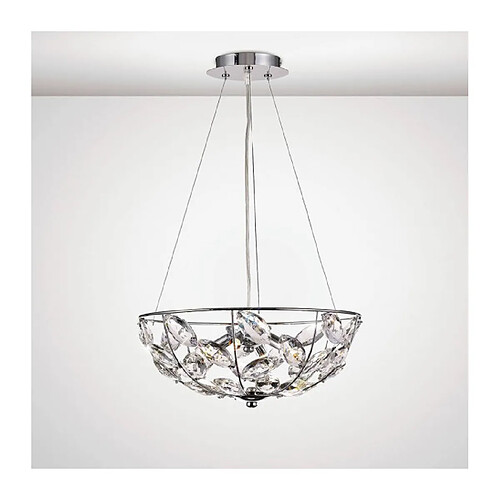 Luminaire Center Suspension Galilea 4 Ampoules G9 chrome poli/cristal