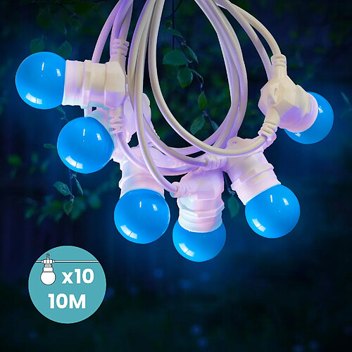 SkyLantern Guirlande Lumineuse Guinguette Bleu 10 m Cable Blanc