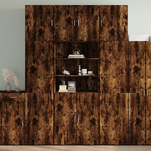 vidaXL Buffet haut chêne fumé 80x42,5x249 cm bois d'ingénierie