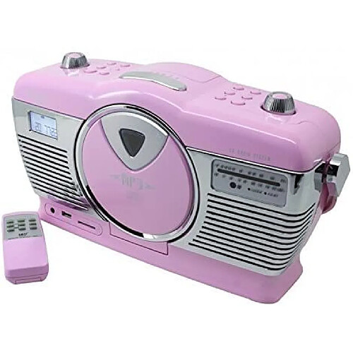 Soundmaster radio stéréo Portable Analogique FM CD 40W rose argent