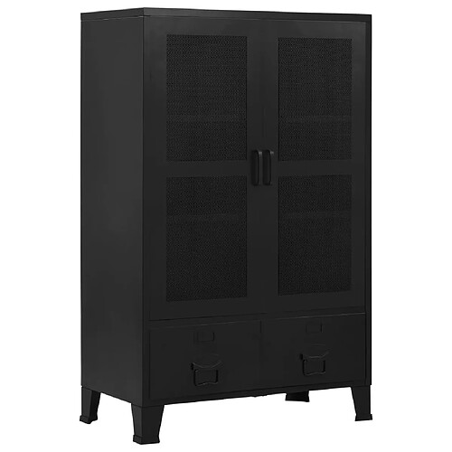 vidaXL Armoire de bureau avec portes en maille Acier 75x40x120 cm Noir