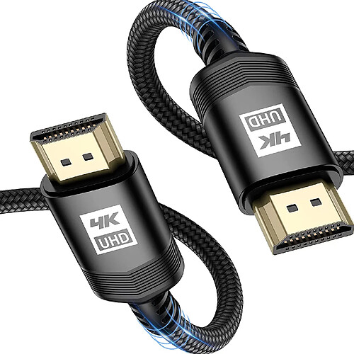 Câble HDMI 4K 15 pieds, câble Avibrex HDMI 2.0 câble HDMI tressé en nylon plaqué or haut débit 18 Gbps