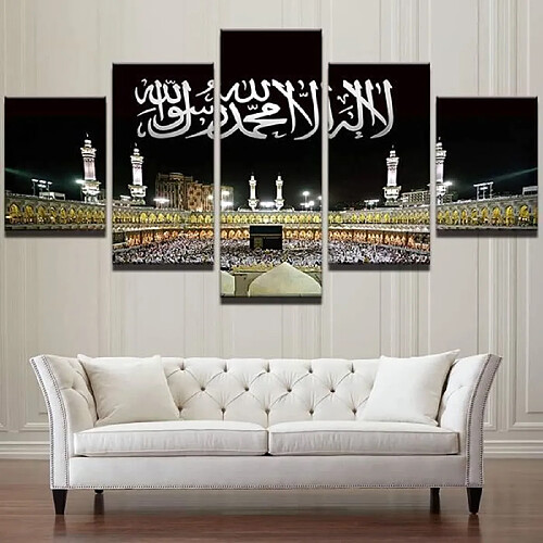 LB20698 Mur Art photos décor à la maison cadre moderne HD imprime 5 panneau islamique mosquée château peinture Allah le coran toile