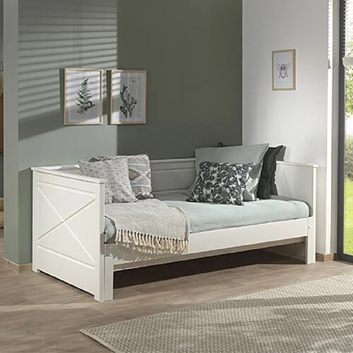 Mes Lit banquette extensible 90/180x200 cm blanc - PINO